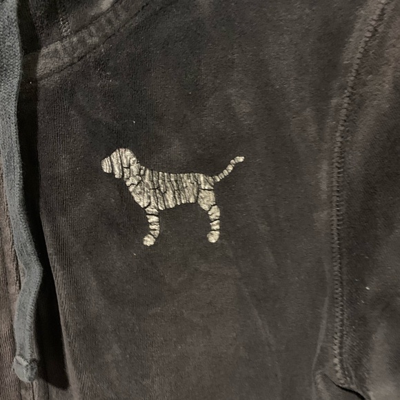 PINK velour zip up hoodie - Picture 3 of 4